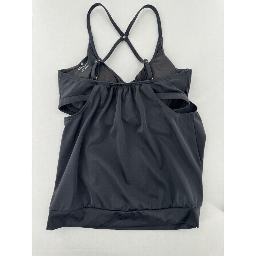 Athleta Swim Top Tankini Size 34 D/DD Black Cut Out Criss Cross Underwire - Picture 6 of 14